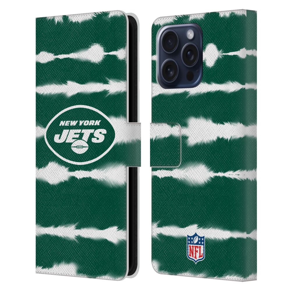 NEW YORK JETS(NFL) ニューヨークジェッツ ニューヨークジェッツ - Watercolour Stripe Print レザー手帳型 / Apple iPhoneケース 【公式 / オフィシャル】